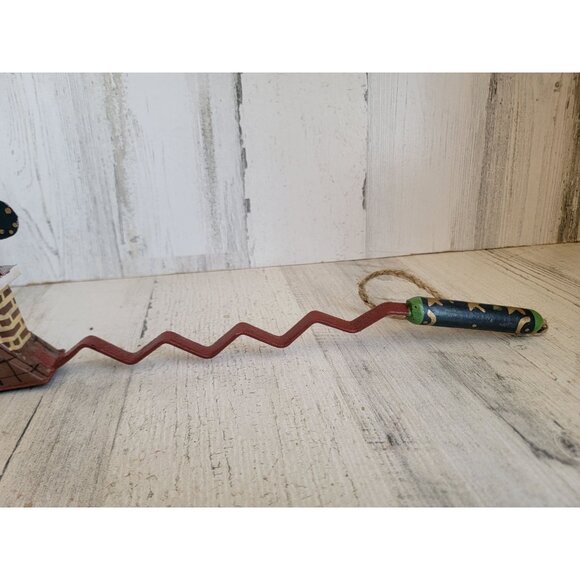 Vintage Santa Claus rooftop long hanging ornament Xmas unique - Picture 3 of 9